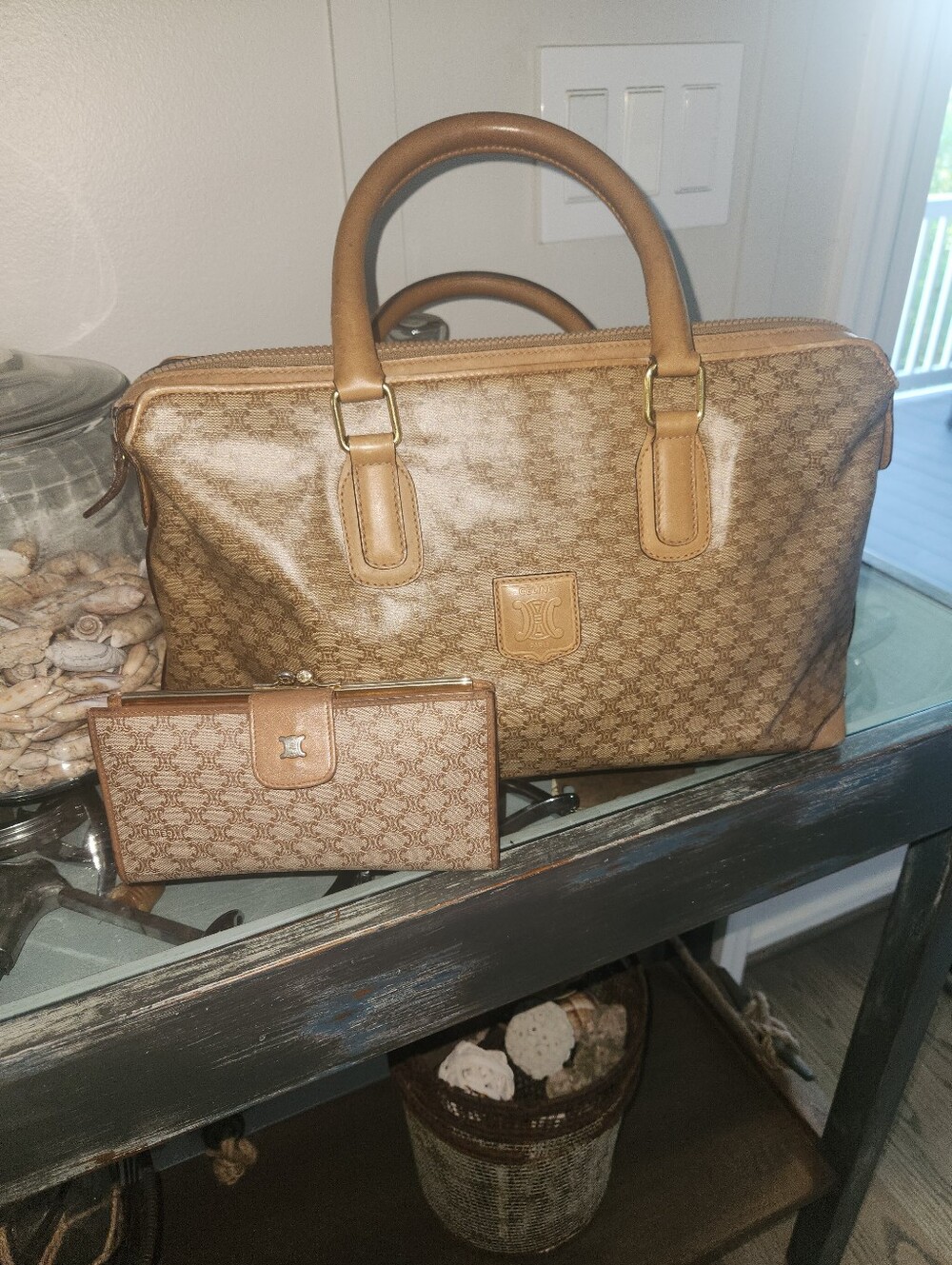 Celine Women's Satchel Handbag and Wallet Set